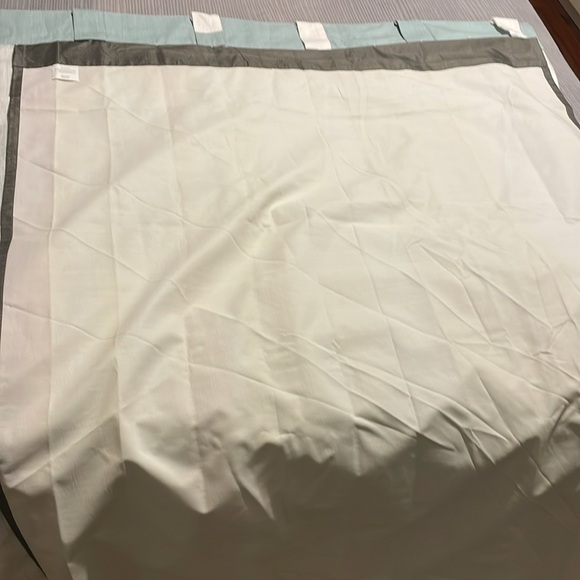 2nd Listing. Turquoise and white striped curtains. - Picture 3 of 5